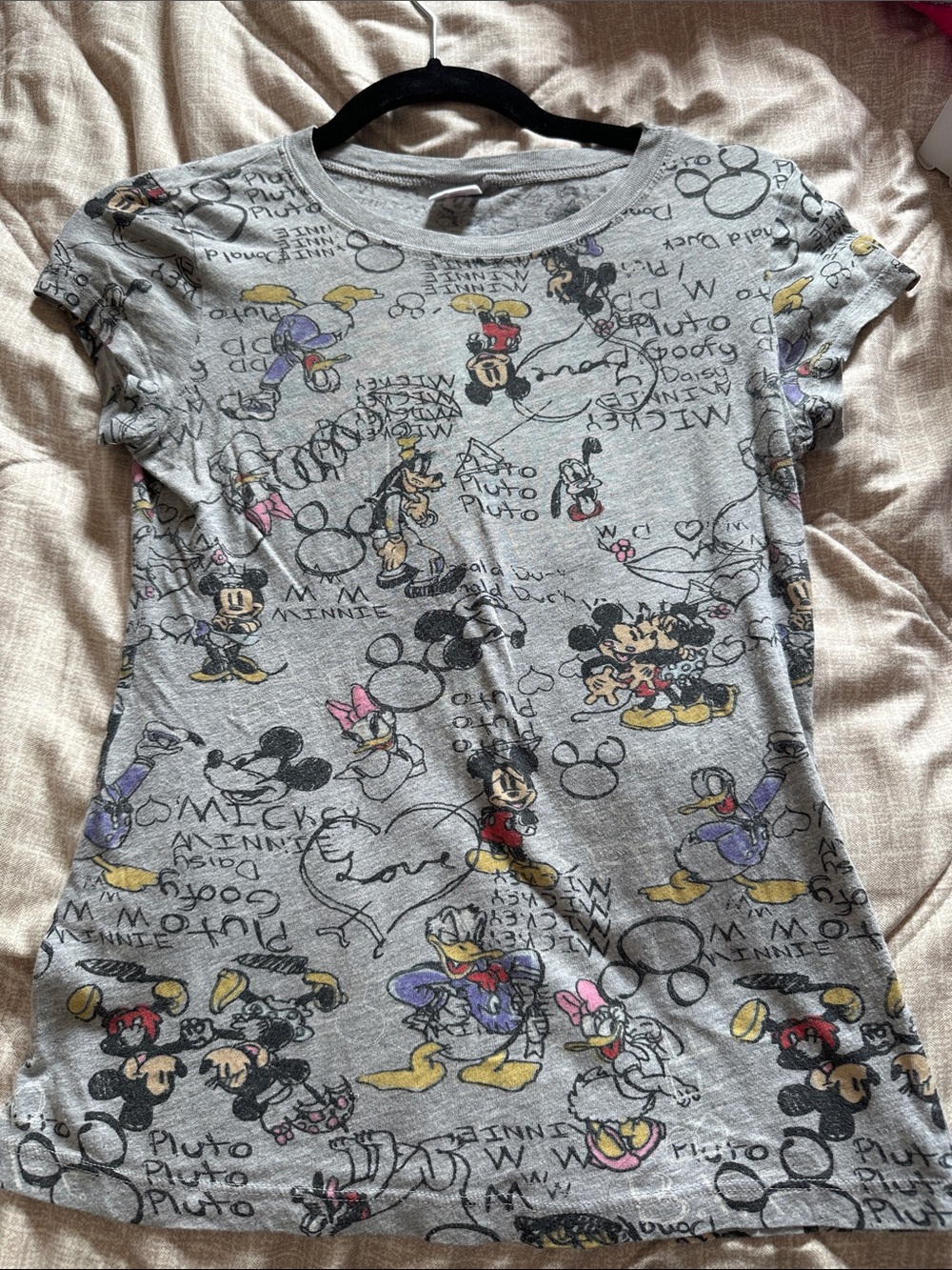 Disney Grey Short-Sleeve Tee with Mickey & Friends Character Print